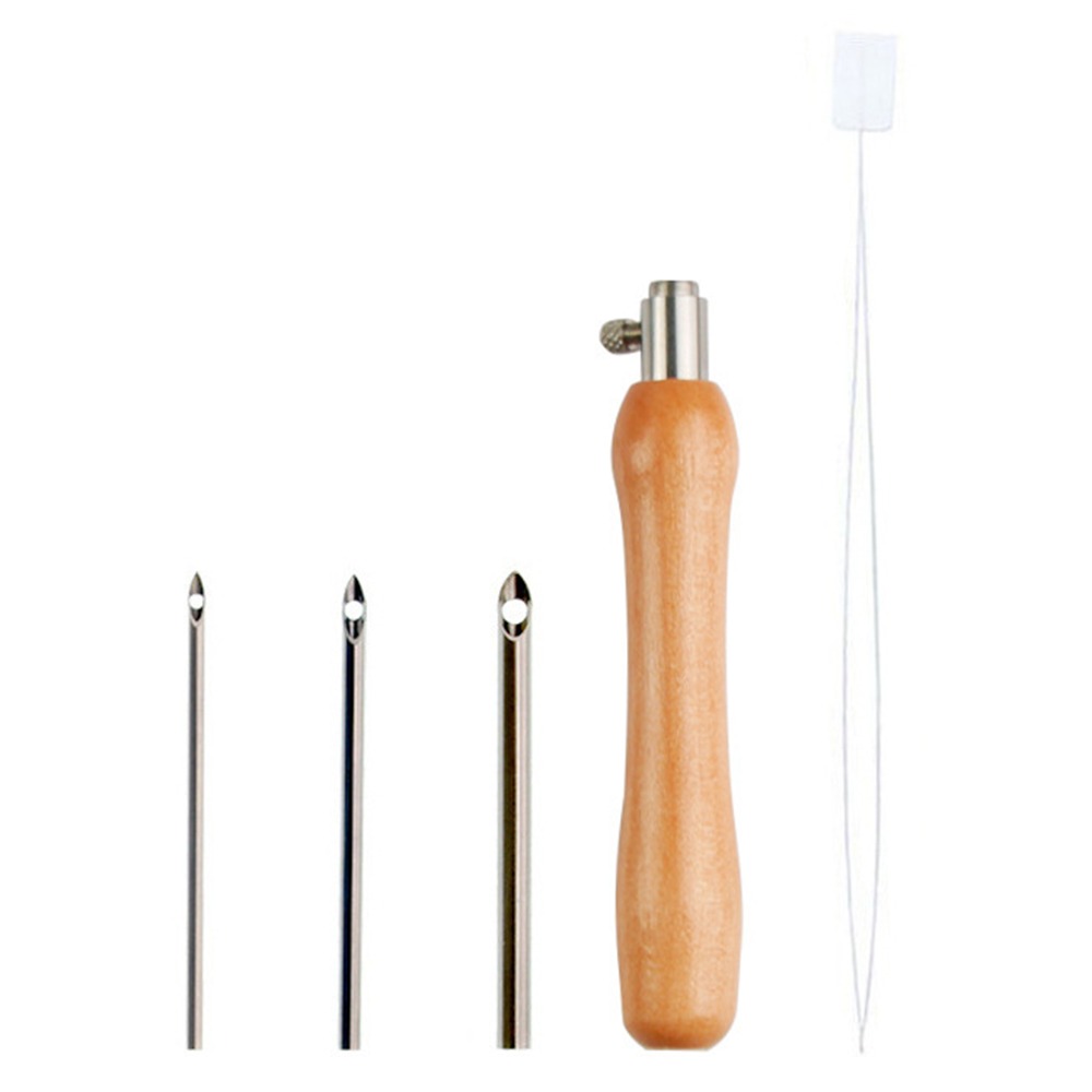 Embroidery Backpack Kit - 5-teiliges 2,5mm/3,5mm/5mm Punch-Nadel-Set mit Holzgriff, Verstellbares