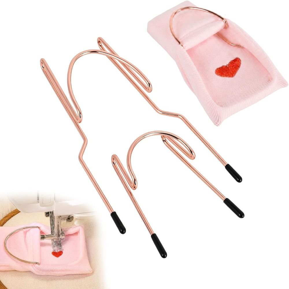 Embroidery Service - 3-teiliges Set Metall-Konstruktions-Sockenrahmen-Stickset, rutschfeste Kappen, roségoldfarbenes