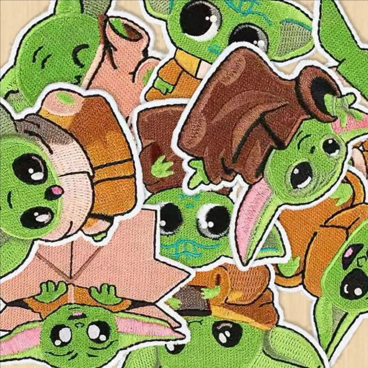 Embroidery Jacket Jeans - 9-teiliges Set Cartoon Yoda Aufbügelbare Stickerei-Patches