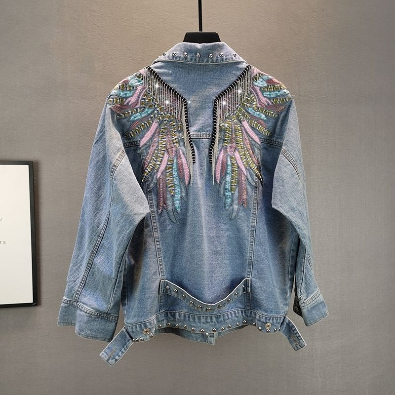 Embroidery Jacket Jeans - 2026 Neue Herbstmode Nieten-Damen-Jeansjacke Langarm Damenjacken