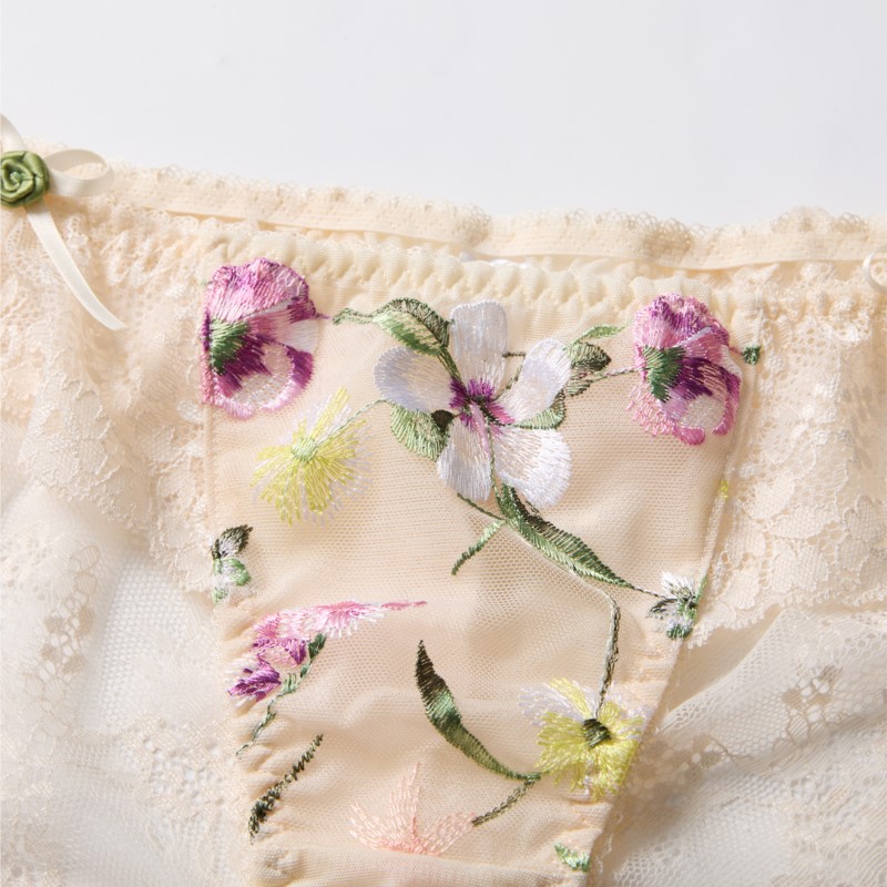 Embroidery Flower - Durchsichtige Spitzenunterwäsche für Damen, sexy Dessous,