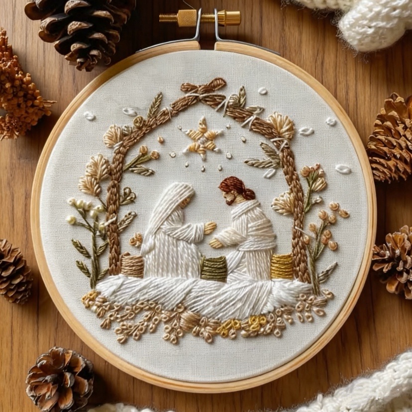Embroidery Backpack Kit - Jesus Birth Weihnachten Stickset mit EN-Anleitung