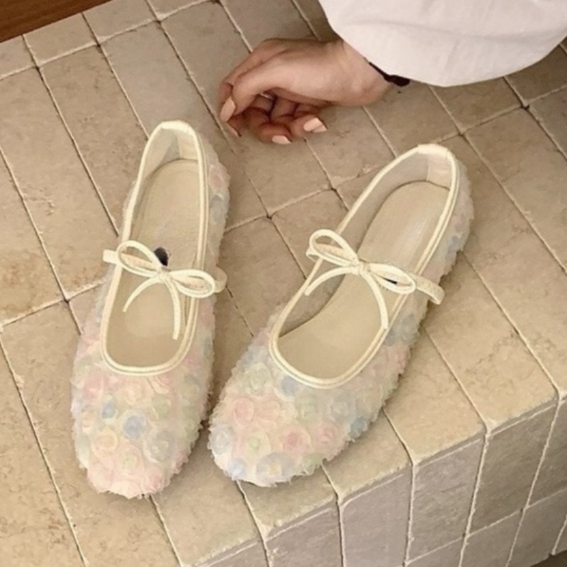Embroidery Flat Shoes - Sanfte neue chinesische Rose Mesh Mary