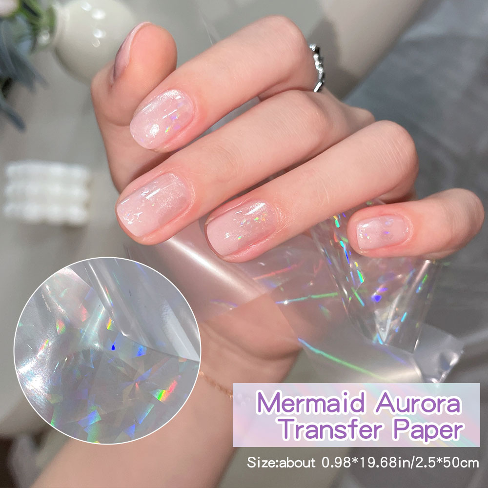 Transfer Paper Carbon - 10 Rollen schillerndes Meerjungfrauen-Aurora-Nageltransferpapier, 50 x