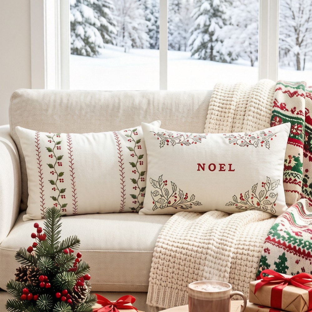 Gestickter Kissenbezug in Rot, – Embroidery Xmas Decorations Bewertung und Preis