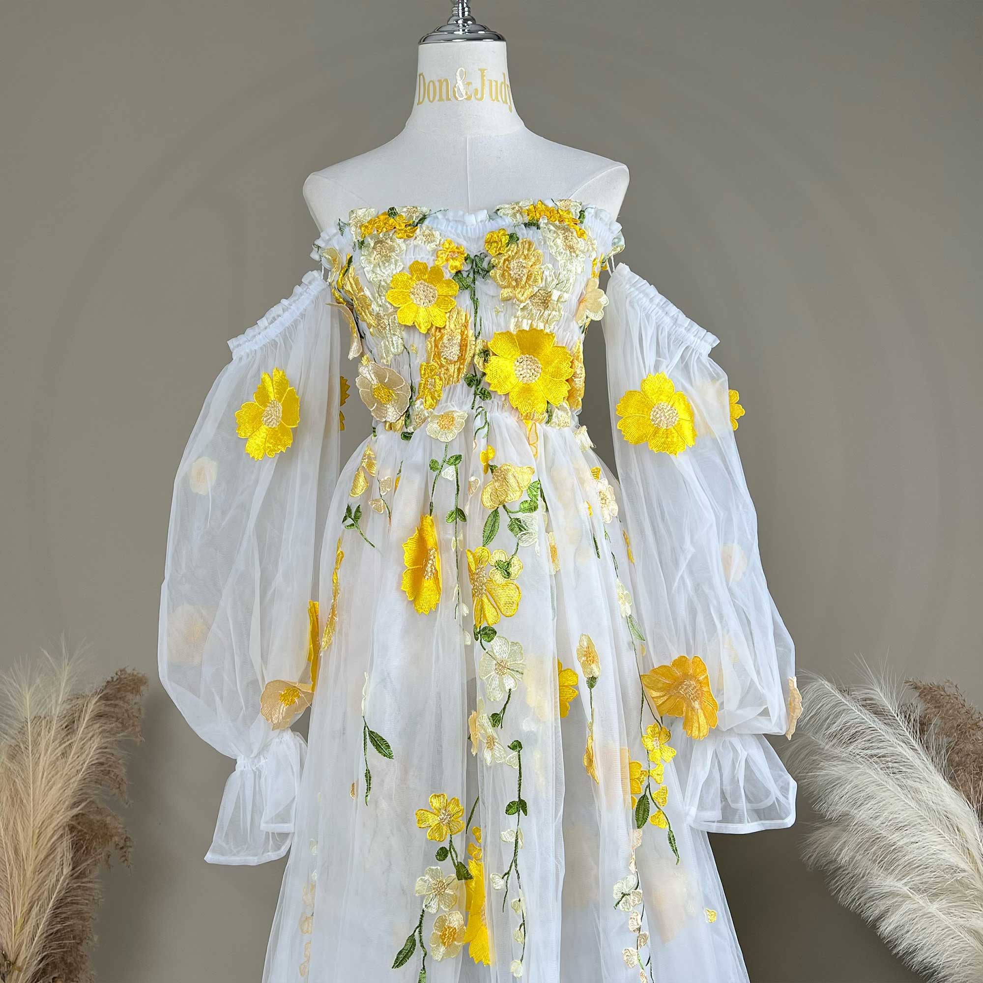 Don&Judy Buntes schulterfreies – Embroidery Daisy Bewertung und Preis