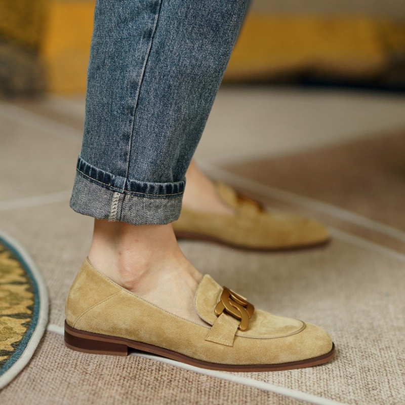 Wildleder Leder Frauen Loafers – Embroidery Flat Shoes Bewertung und Preis