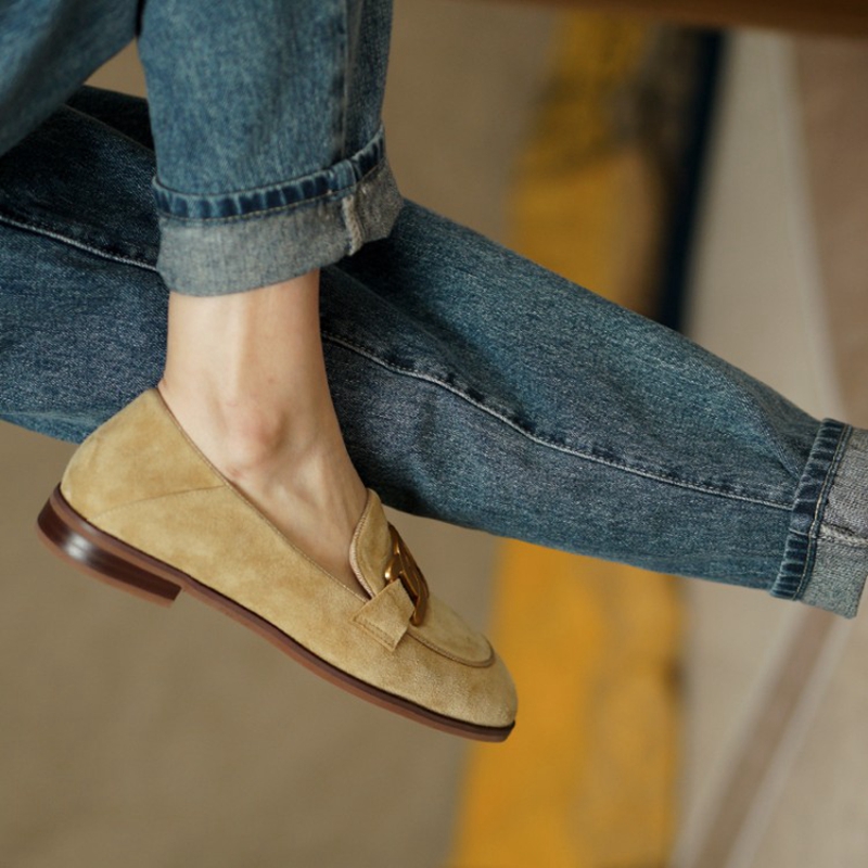 Wildleder Leder Frauen Loafers – Embroidery Flat Shoes Bewertung und Preis