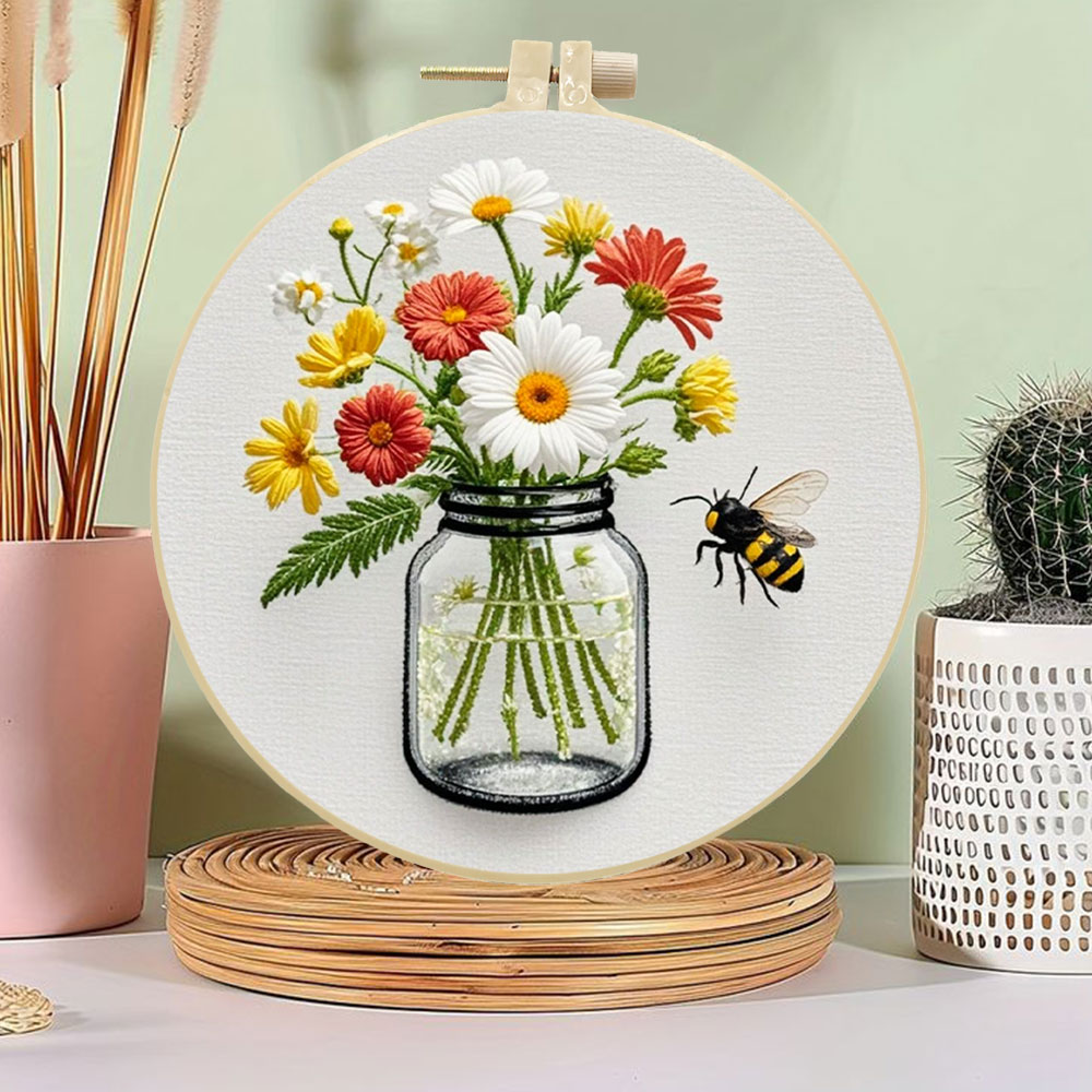 1PCS Diy Stickerei Kits Daisy  – Stitch Marker Ring Bewertung und Preis
