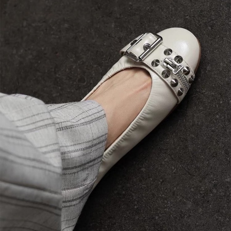 Bolt Round-head Single Shoe Da – Embroidery Flat Shoes Bewertung und Preis