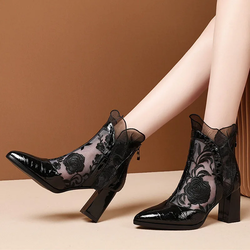 High Heels Frauen Sexy Gestick – Embroidery Flower Bewertung und Preis
