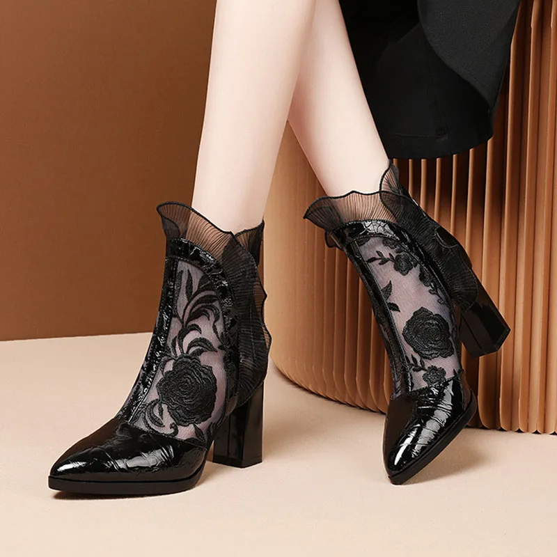 High Heels Frauen Sexy Gestick – Embroidery Flower Bewertung und Preis