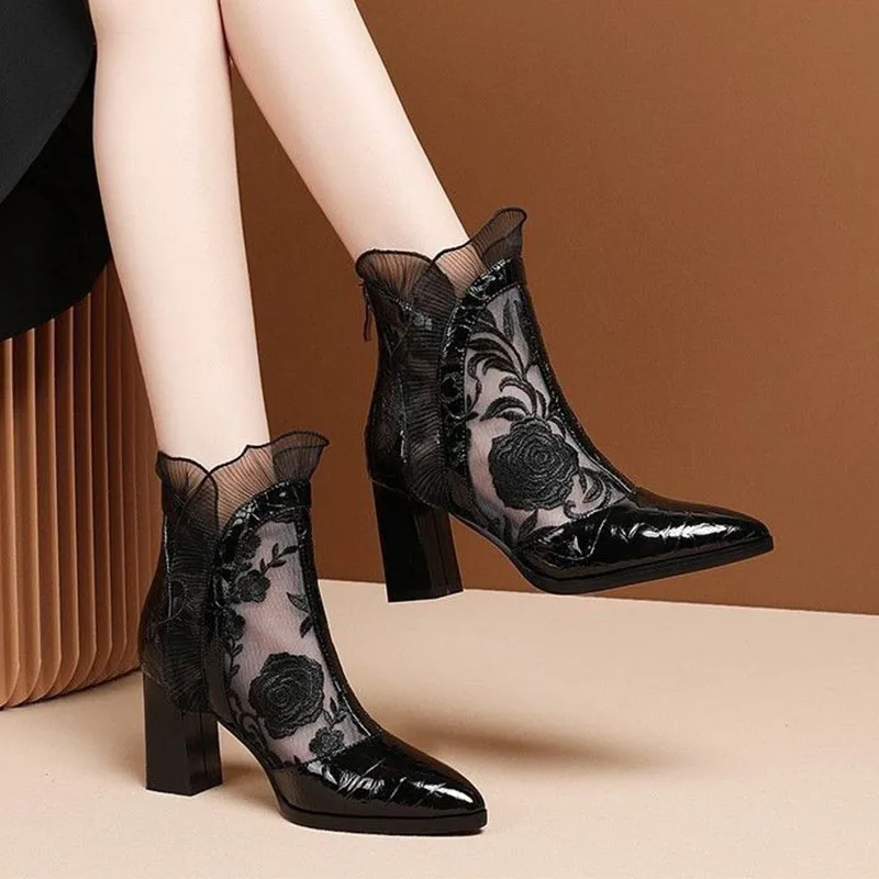 High Heels Frauen Sexy Gestick – Embroidery Flower Bewertung und Preis