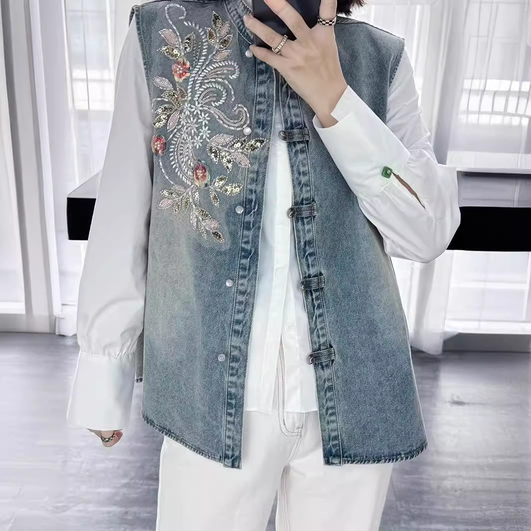 Denim Mäntel Frauen Westen Man – Embroidery Jacket Jeans Bewertung und Preis