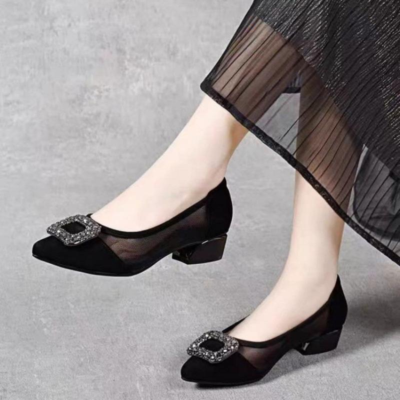 Elegante Spitze Mesh-Pumps mit – Embroidery Flat Shoes Bewertung und Preis